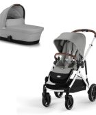 Cybex, Gazelle S, Søsken-/tvillingvogn inkl. Gazelle S Cot – Stone Grey/Silver
