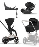 Cybex, Barnevogn, Platinum Line, e-Priam inkl. Cloud T & Base T – Sepia Black/Rosegold