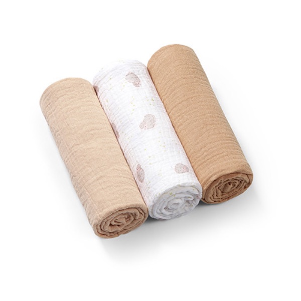 Babyono, Musselinkluter / Gulpekluter, 3 pk – Beige Sheep
