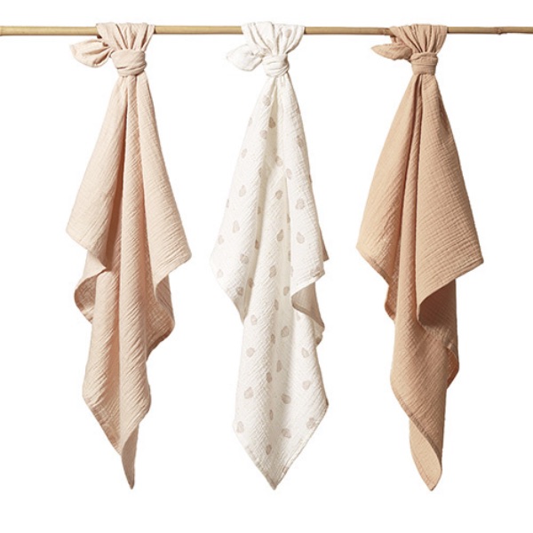 Babyono, Musselinkluter / Gulpekluter, 3 pk – Beige Sheep