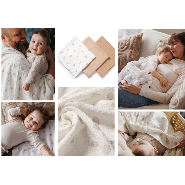 Babyono, Musselinkluter / Gulpekluter, 3 pk – Beige Sheep