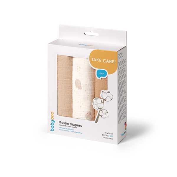 Babyono, Musselinkluter / Gulpekluter, 3 pk – Beige Sheep