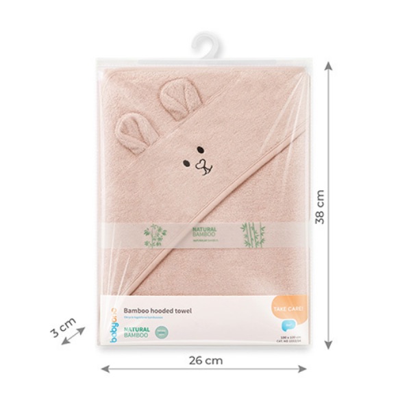 Babyono, Hettehåndkle, 100x100 cm - Rosa Mus